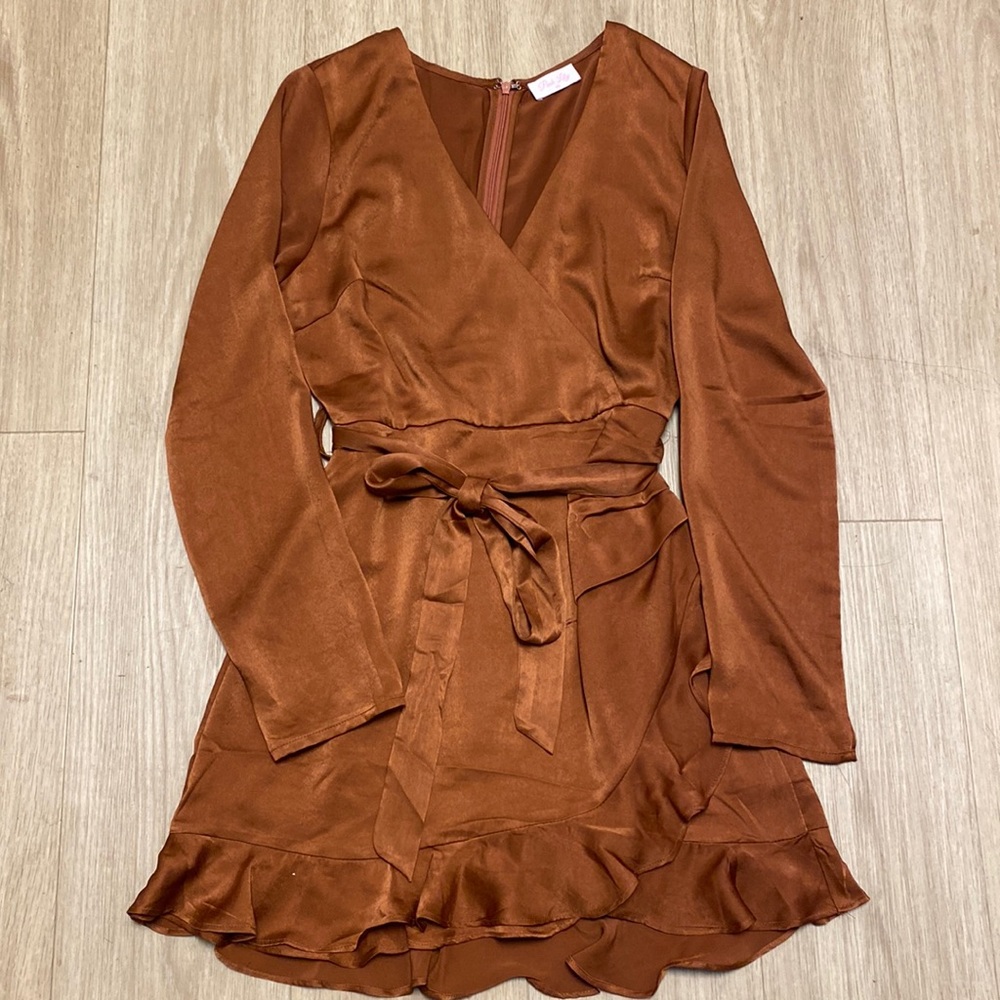 Pink Lily Bronze Satin Romper Size M